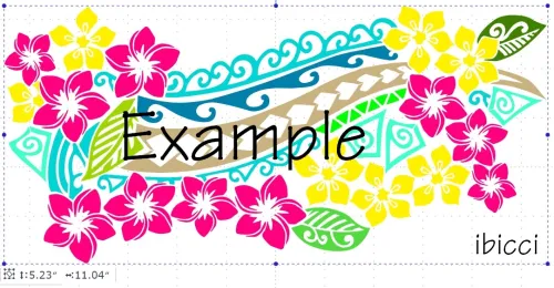 ibicci Pasifika Flowers Cake stencil - Design showing colour